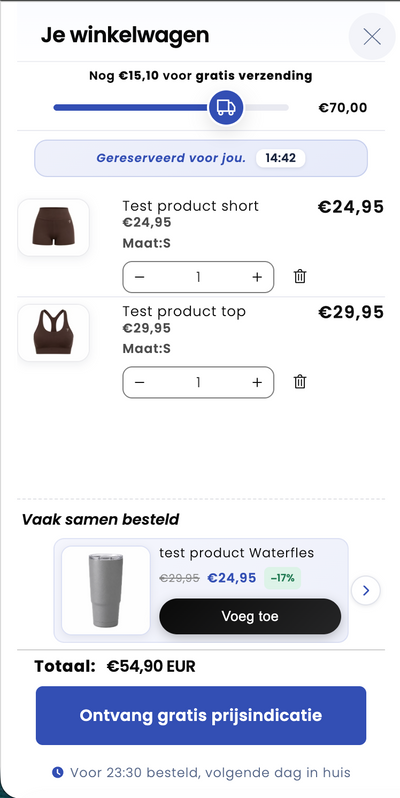 Cart drawer met upsells